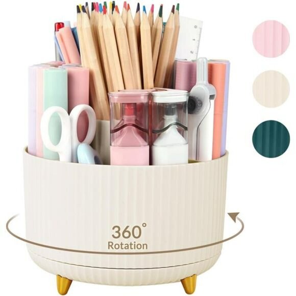 360 Degree Rotating Desk Organizer Dual-Purpose Pencil Pen Holder for Desk Offic - Picture 1 of 7
